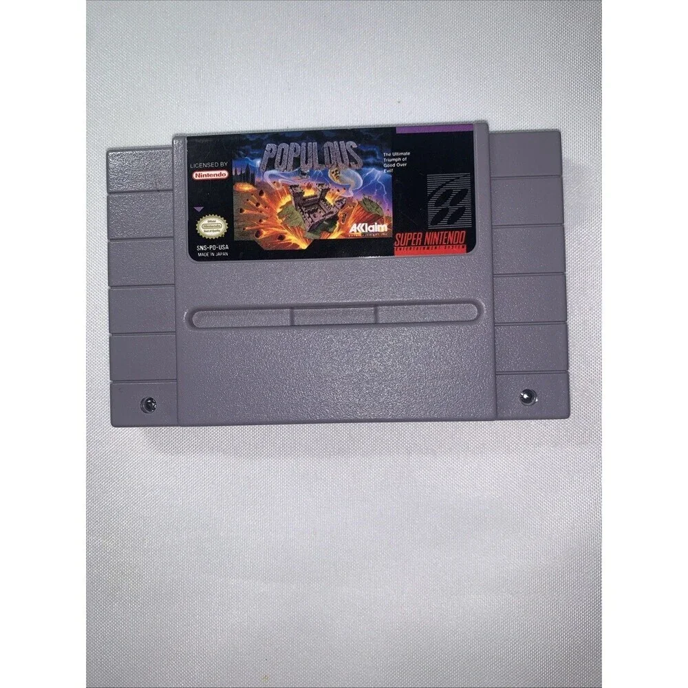 Vintage SNES Super Nintendo - POPULOUS - CIB Video Game Cartridge Only